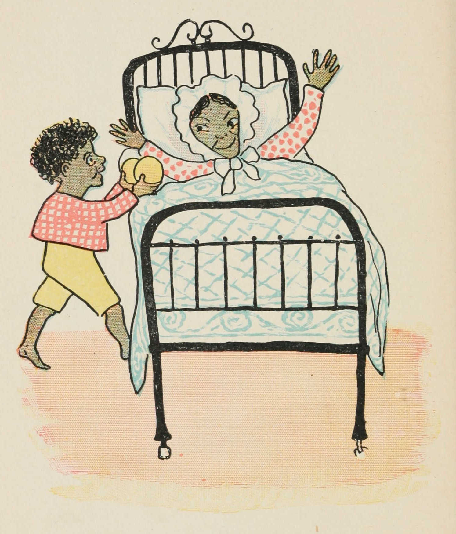 Quibba brings mangos to his mother next to her bed.